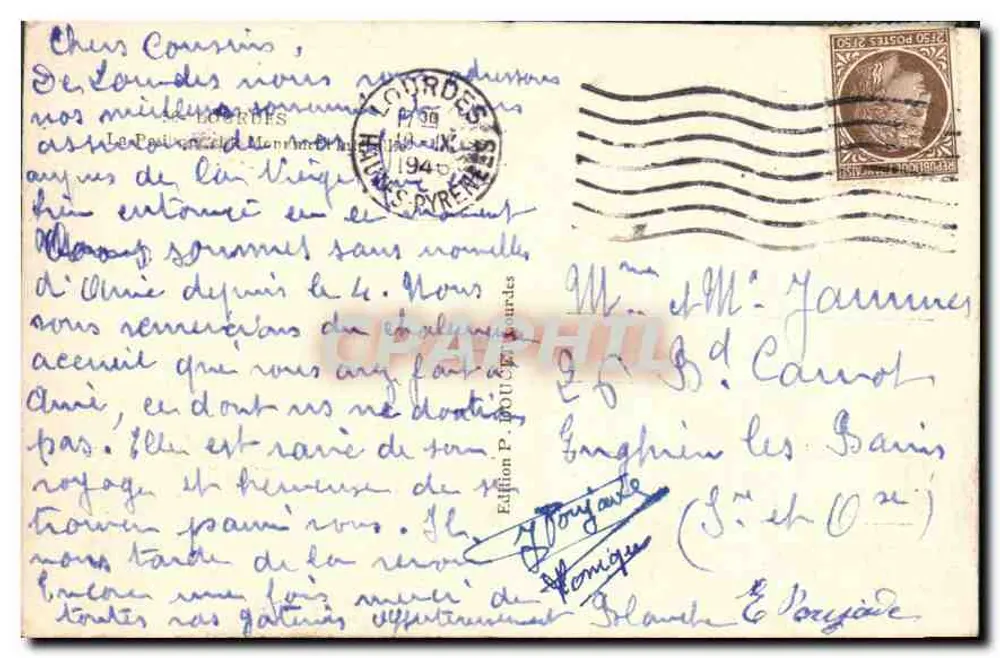 O Pelerinato de Lourdes — vista panorâmica — Edição P. Boulouard - Verso