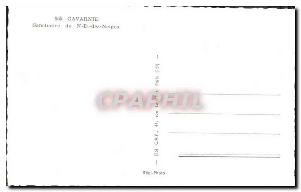 Heiligtum Unserer Frau der Schneeflocke — Gavarnie — C.A.P. Paris - Rückseite