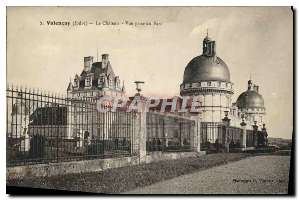 Valençay (Indre) — Das Schloss — Ansicht aus dem Park — Phototypie C. Yannier, Blois - Vorderseite
