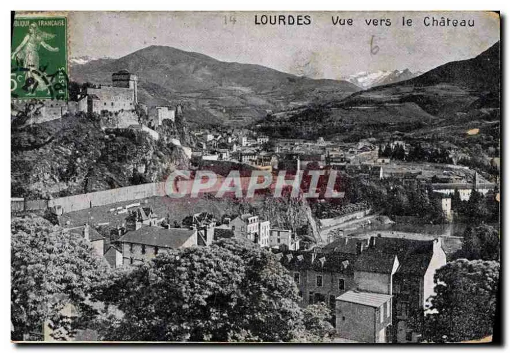 Lourdes — Uitzicht richting het Kasteel — Uitgever onbekend, n° 14 - Voorkant