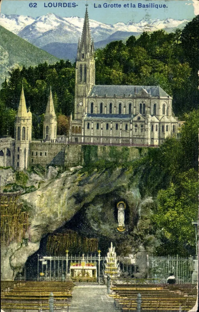 Lourdes — A Gruta e a Basílica — Fotoquímica A.D.I.A. (n°62) - Frente
