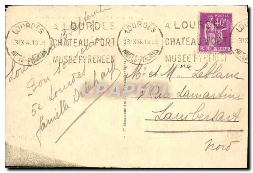 Lourdes - Ansicht der Basilika und des Bretonischen Kreuzes — Anonymer Verlag, Nr. 38 - Rückseite