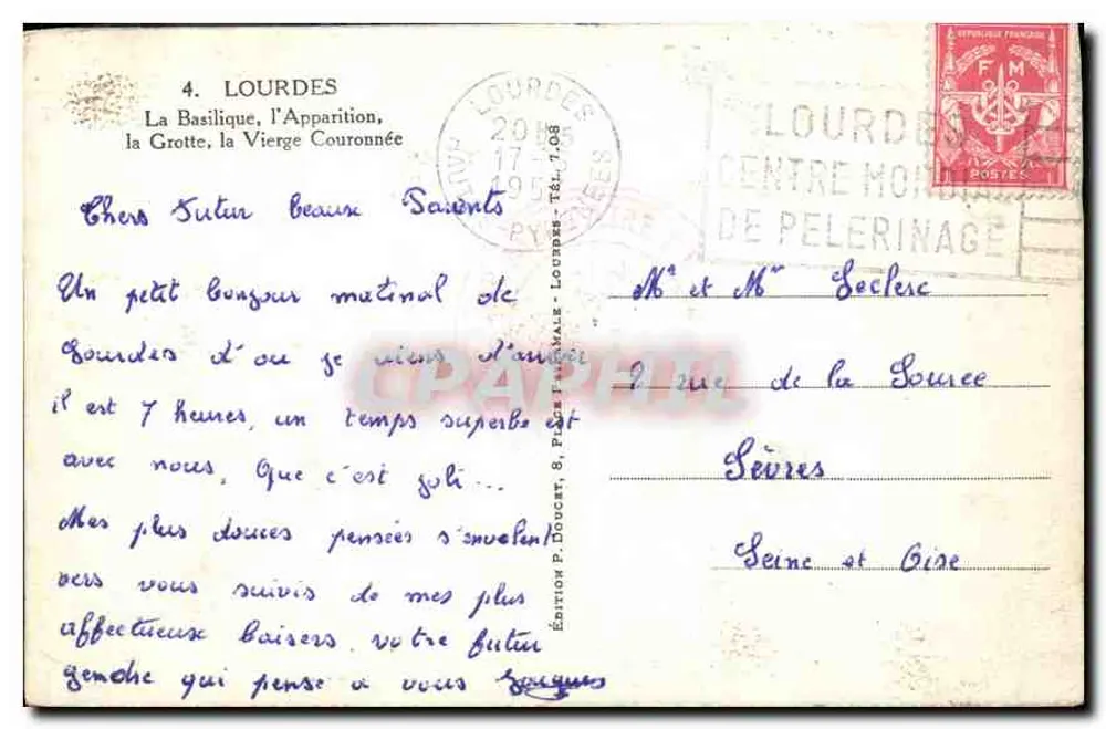 Lourdes — Die Gesegnete Höhle — Édition P. Doucet - Rückseite
