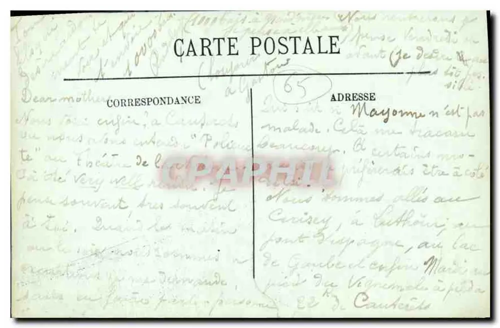 Env de Cauterets — O Ponte da Espanha — LL. — N° 105 - Verso