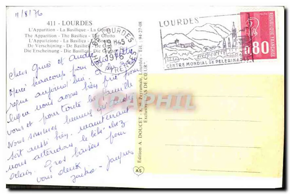 Lourdes — Aparição da Nossa Senhora — Edição A. Dolcet - Verso