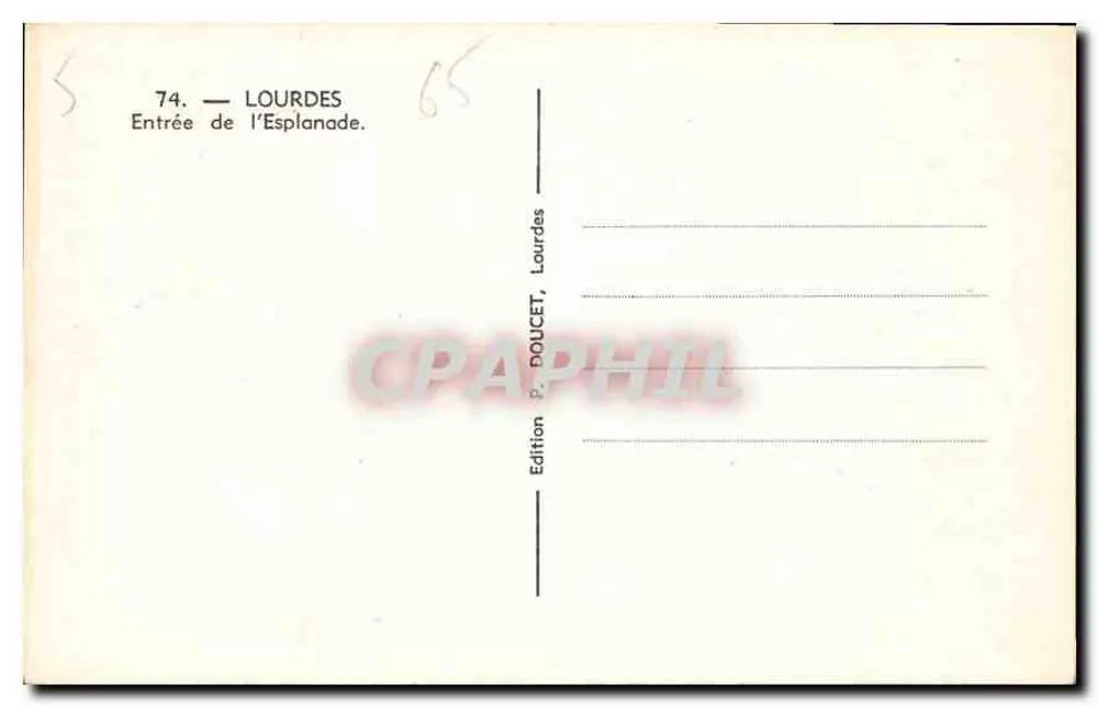Lourdes — Entrada da Esplanada — Édition P. DOUCET, Lourdes - Verso
