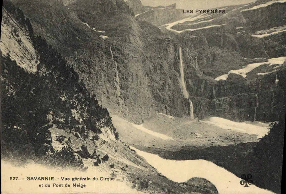 Gavarnie — Allgemeine Ansicht des Cirques und des Pont de Neige — Die Pyrenäen, n° 827 - Vorderseite