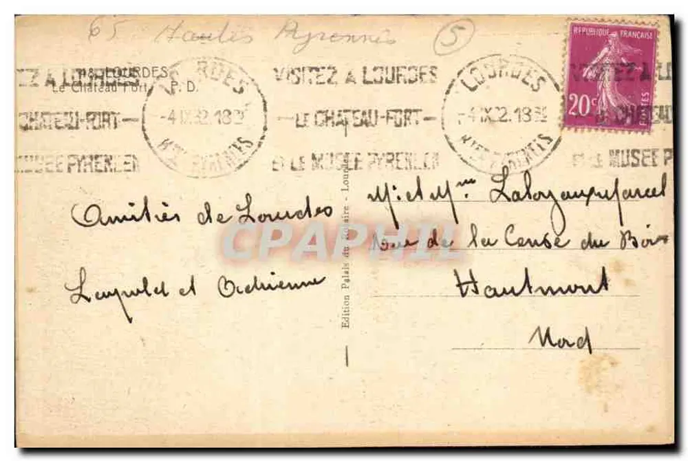 Castelo-Forte — Lourdes — Edição Douaces - Verso