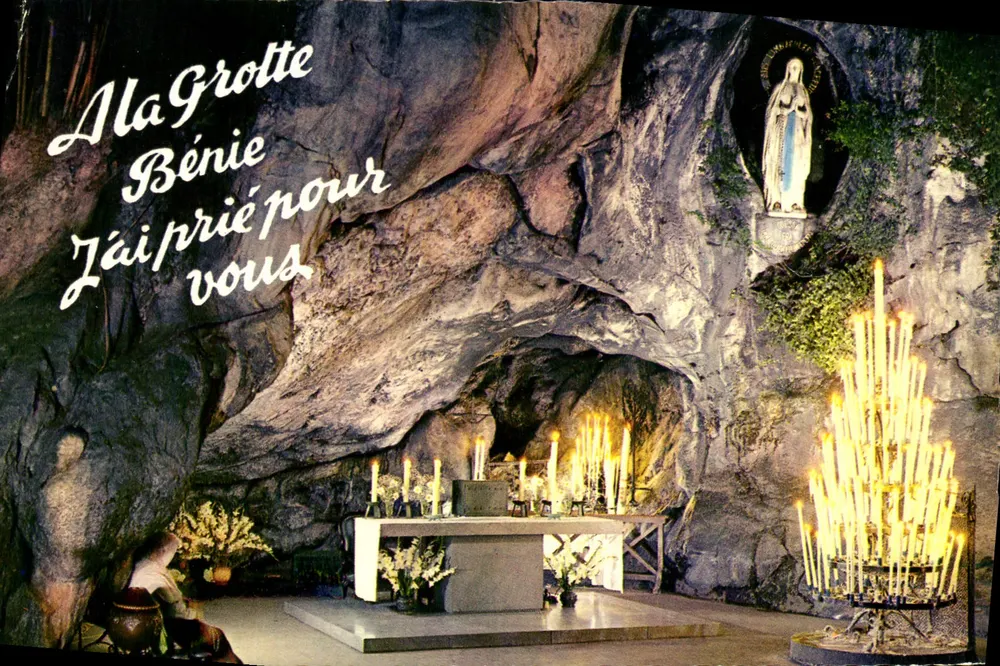 Jaskinia Święta — Lourdes — Wyd. A. Doucet, Pl. Pétrarque, Lourdes - Awers