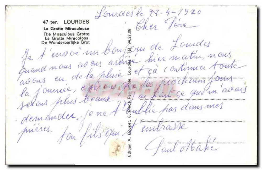 A Grotta Benedita — Lourdes — Éd. EdLux - Verso