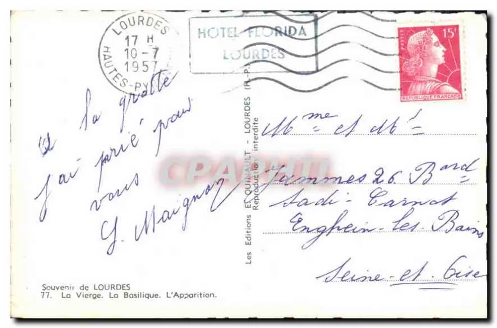 Lourdes — Die Jungfrau, die Basilika, die Erscheinung — Éditions Quinault - Rückseite