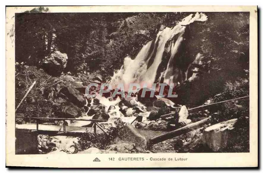 Gauterets - Wodospad Lutour — Stara pocztówka n°142, wydawca C. P. Photomécaniques - Awers