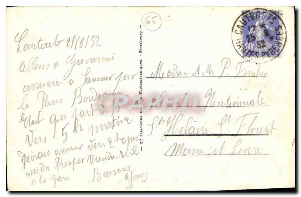 Gauterets - Wodospad Lutour — Stara pocztówka n°142, wydawca C. P. Photomécaniques - Rewers