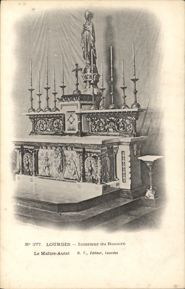 Lourdes — Interior do Rosário — O Altar-Mestre — D. T., Editor, Lourdes - Frente