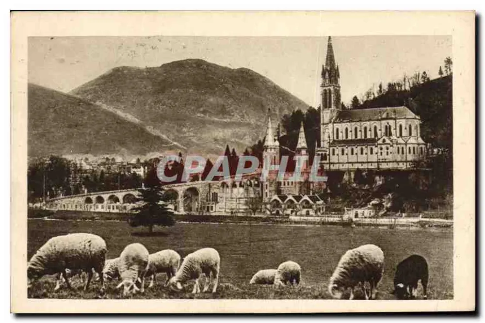 Lourdes — A Basílica e o Pic du Jer — Edição P. Douet, Lourdes - Frente
