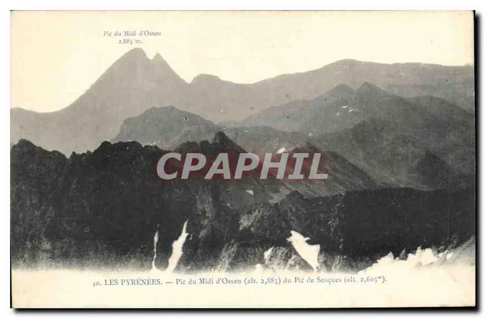 I Pirenei — Pic du Midi d'Ossau (alt. 2.885 m) e Pic de Sesques (alt. 2.605 m) — C. G. Ledormeur - Recto