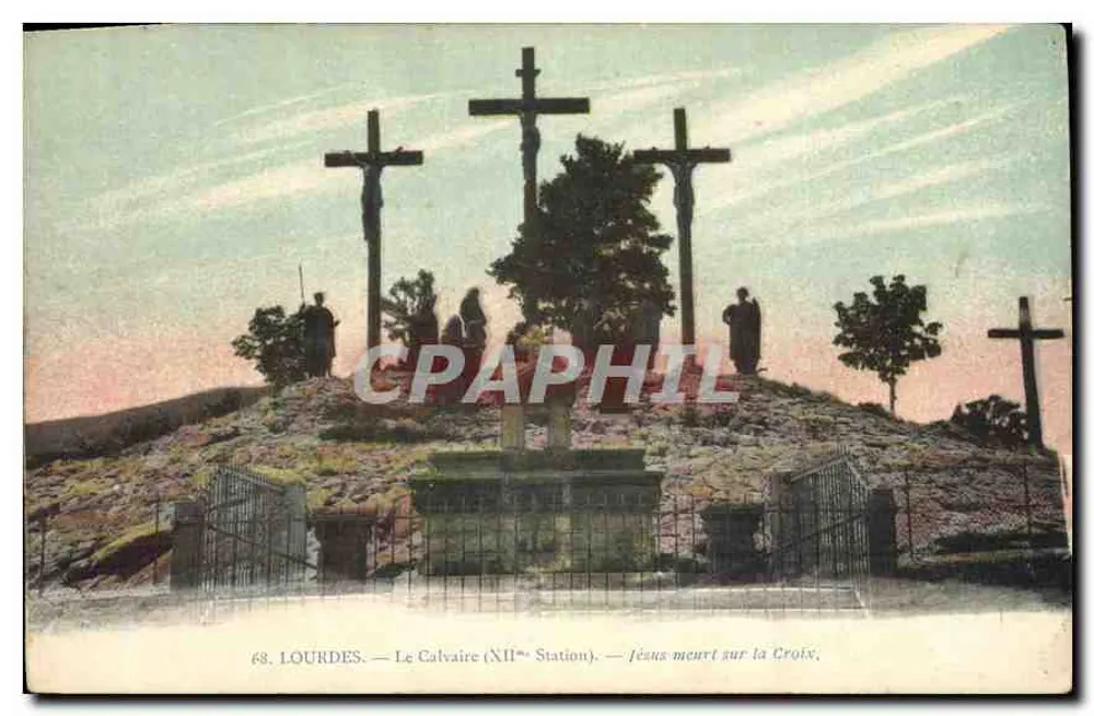 Lourdes — El Calvario (XIIa Estación) — Jesús muere en la Cruz - Anverso