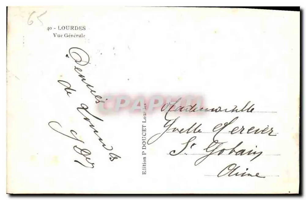 Lourdes — Vista Geral — Edição P. Doucet - Verso