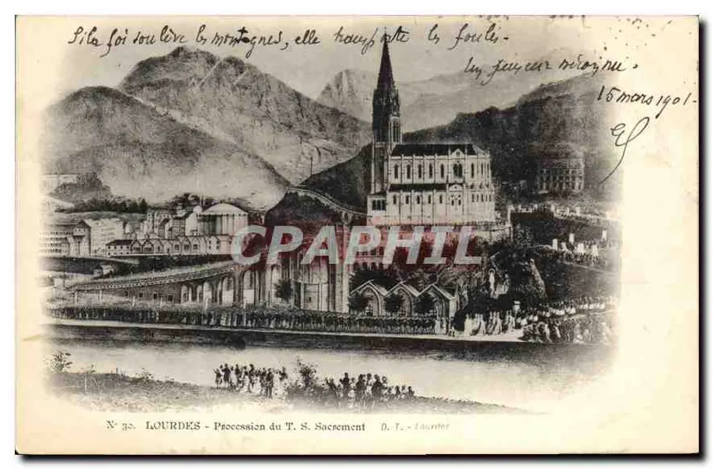 Lourdes - Procissão do T. S. Sacramento — editor T. Laurister, n° 32 - Frente