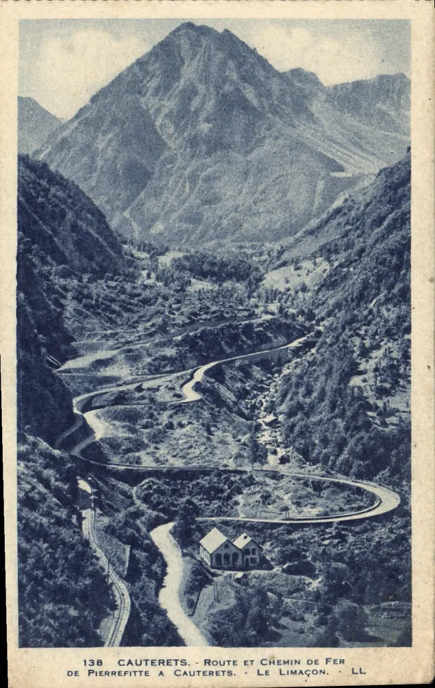 Cauterets — Straße und Eisenbahn von Pierrefitte nach Cauterets — Le Limaçon — LL — Nr. 138 - Vorderseite