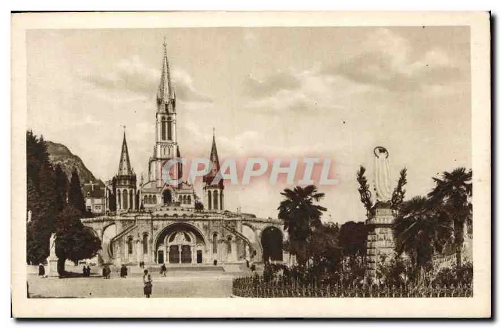 Lourdes — La Basilique et la Vierge couronnée — Edition P. DOUCET, Lourdes - Recto