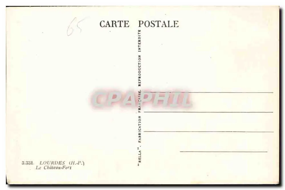 Lourdes — Il Castello Forte — "RELLA" - Verso