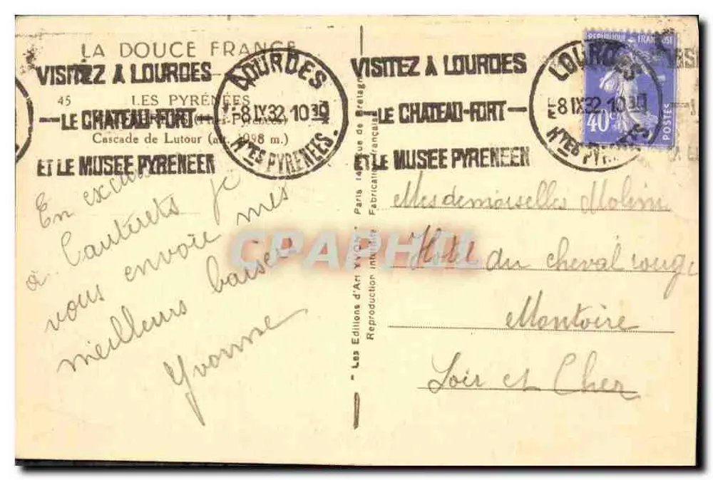 Cascade de Lutour — Les Pyrénées — Les Éditions d'Art Françaises n°45 - Verso