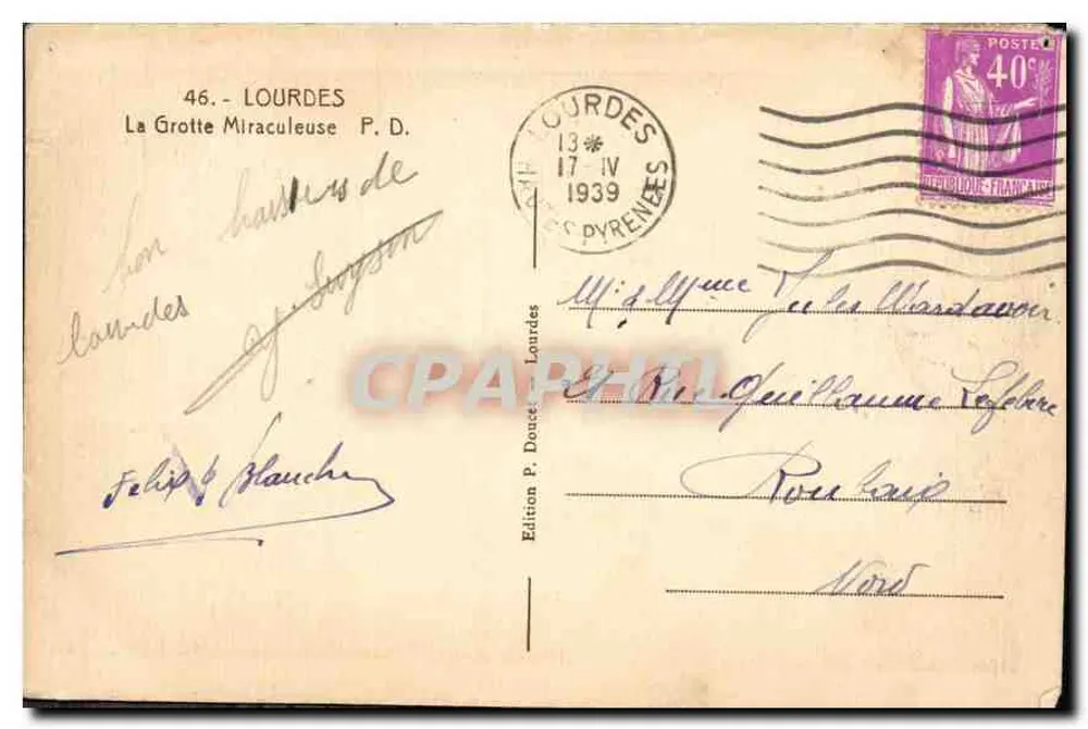 A Gruta Milagrosa de Lourdes — Edição P. Douet, n°46 - Verso
