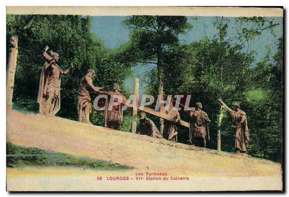 Lourdes - VIIe Station du Calvaire — Les Pyrénées, édit. Honoré, n° 58 - Recto