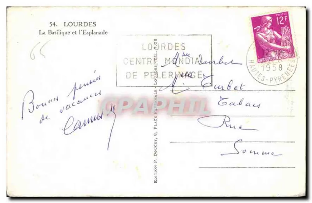 Lourdes — A Basílica e a Esplanada — Edição P. Deucket - Verso