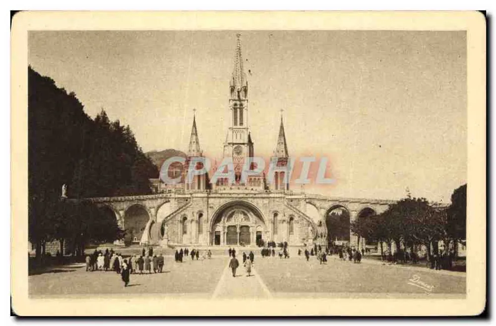 Lourdes — Vista frontal da Basílica — Édit. P. Doumer - Frente