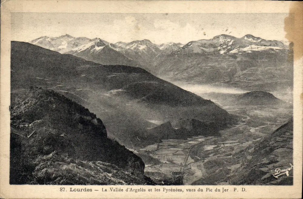Lourdes — Die Tal von Argelès und die Pyrenäen, Ansichten vom Pic du Jer — P. Doucet - Vorderseite