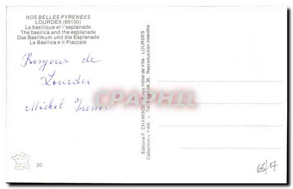 Lourdes (65100) — La basilique et l'esplanade — Editions P. CHAMBON - Verso