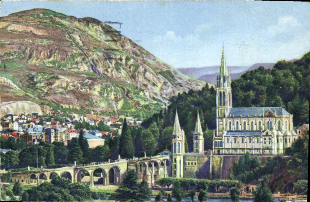 Lourdes — A Basílica e o Pic du Jer — Edição P. Doucet - Frente