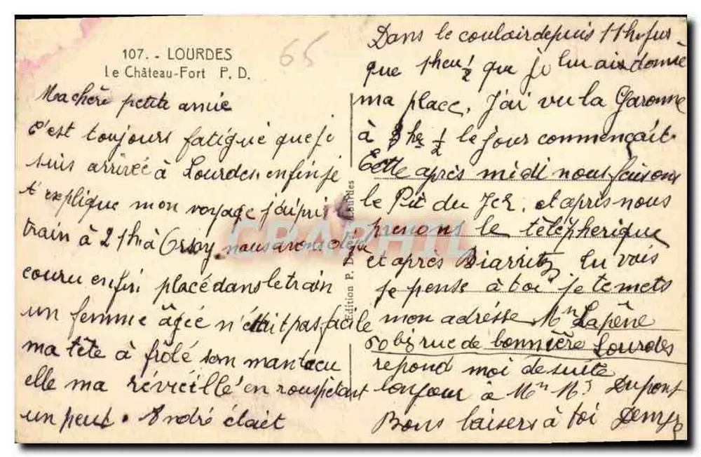 Lourdes — The Fortress Castle — Edition P. Dachy, No. 107 - Back