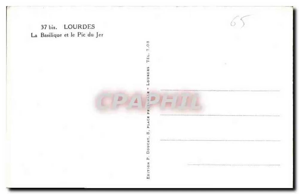 Lourdes — A Basílica e o Pic du Jer — Edição P. Doucet - Verso