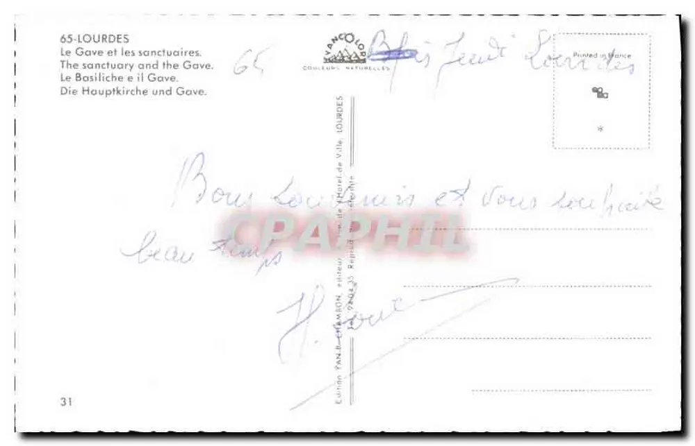 Lourdes — Das Heiligtum und der Gave — Verlag Franco-Loire, Nr. 31 - Rückseite