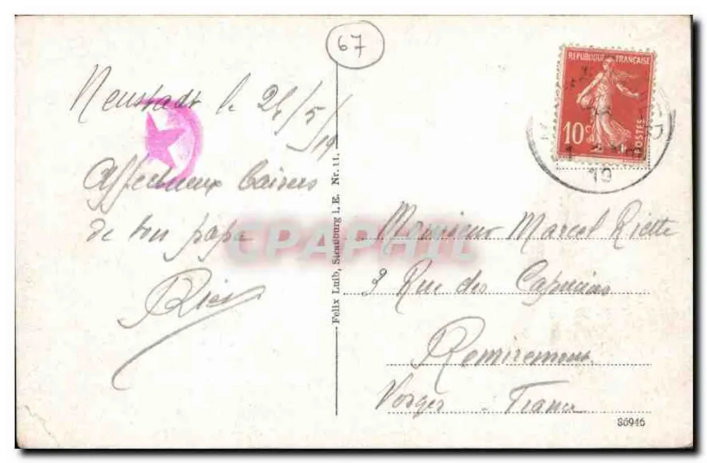 Strasbourg i. E. — Catedral de Nossa Senhora — Felix Luth, editor, Nr. 11 - Verso