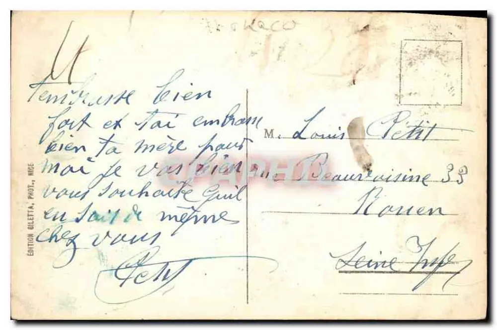 Monte-Carlo — Ansicht zwischen den Olivenbäumen — Edition Bilelta, Nr. 871 - Rückseite