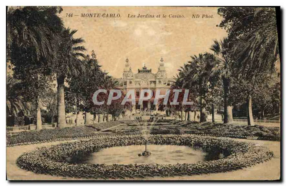 Monte-Carlo — Les Jardins et le Casino — ND Phol, n° 744 - Recto
