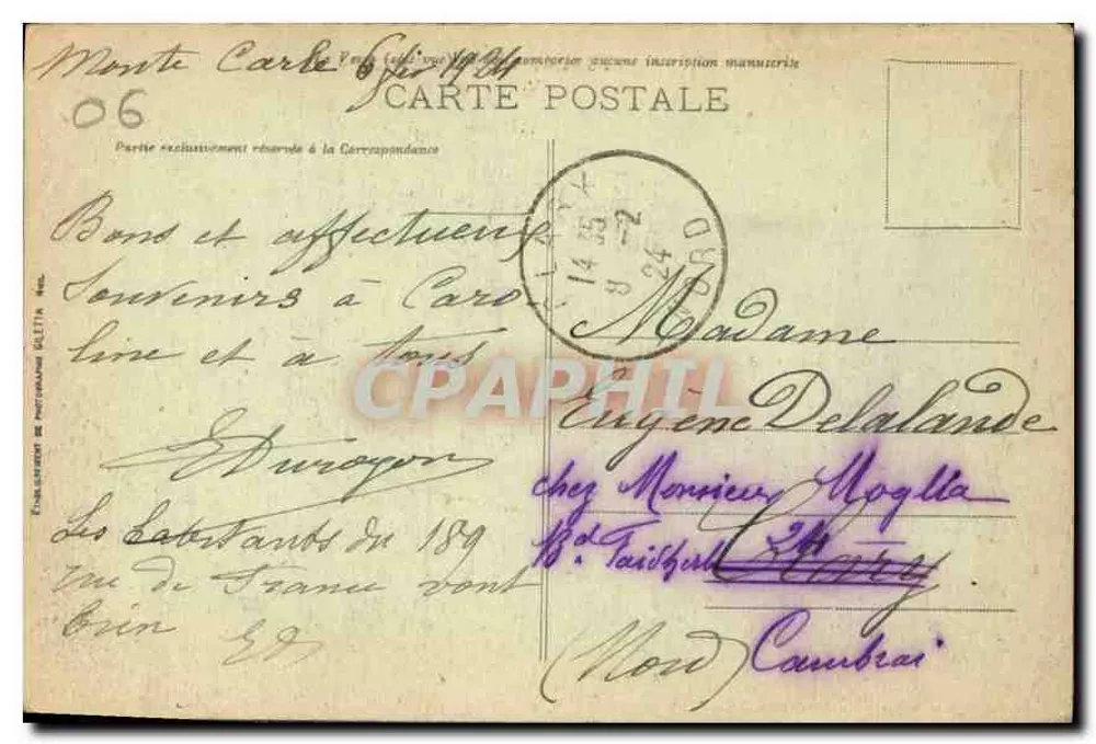 Monte-Carlo — Vista geral — Salimont (editor) n°756 - Verso