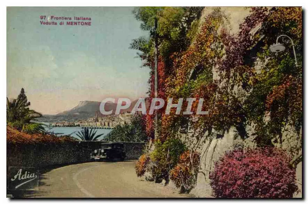 Vista da fronteira italiana em Mentone — editor Adia, n° 97 - Frente