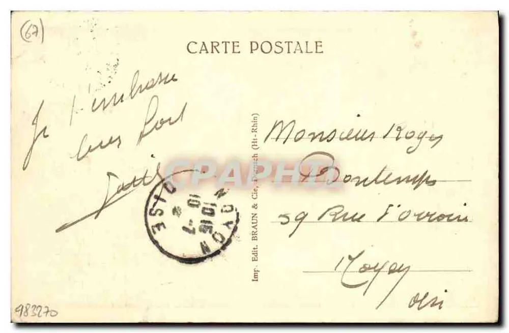 Strasbourg — La cathédrale — L'horloge astronomique — Éditeur Braun & Cie, n° 479A - Verso