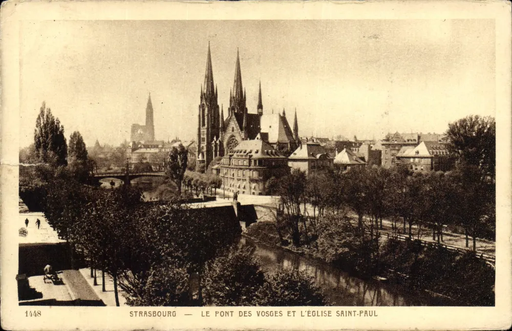 Straßburg — Brücke der Vosges und Kirche Saint-Paul — Verlag: Cie. Braun & Cie. (Nr. 1448) - Vorderseite