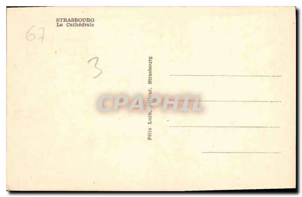 Strasbourg — A Catedral — editor Félix Lulb, Strasbourg, n°3 - Verso