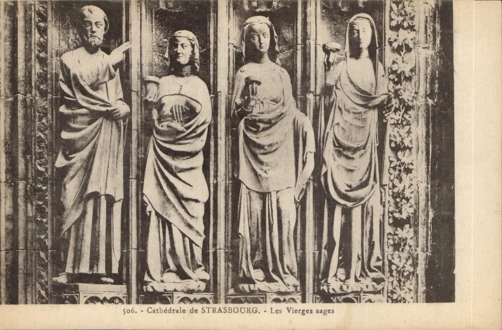 Catedral de Estrasburgo — As Virgens Sábias — editor Bergeret, n° 506 - Frente