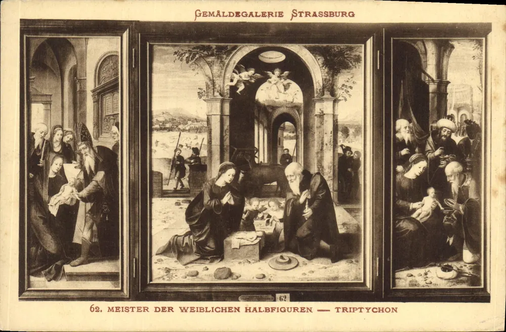 Triptychon — Meister der weiblichen Figuren — Galerie der Gemälde in Straßburg - Vorderseite