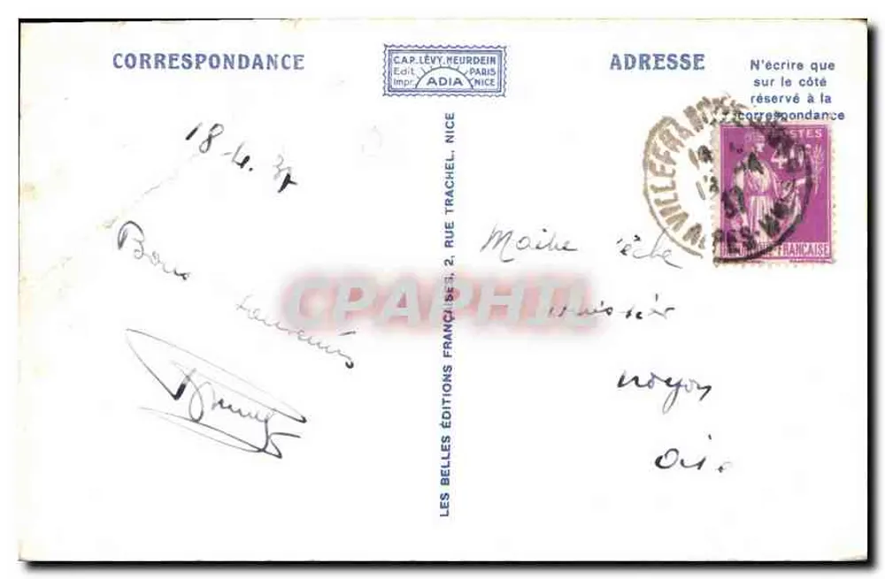 Villefranche-sur-Mer — Vue Générale et la Rade — Éditions ADIA, n°32 - Verso