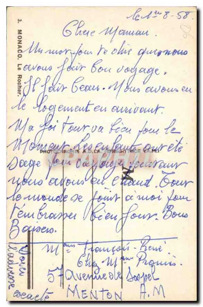Mônaco — O Rocher — Fototipia A.D.A. (Nice) - Verso