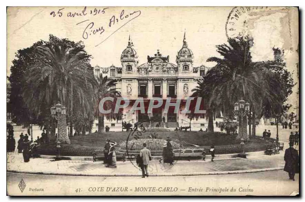 COTE D'AZUR - MONTE-CARLO — Haupteingang des Kasinos — Perfecta 43 - Vorderseite